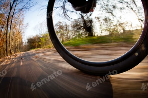 Preview: Bicycle riding in a city park on a lovely autumn/fall day (motio
