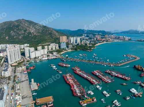 Preview: Top view of castle peak bay in Hong Kong