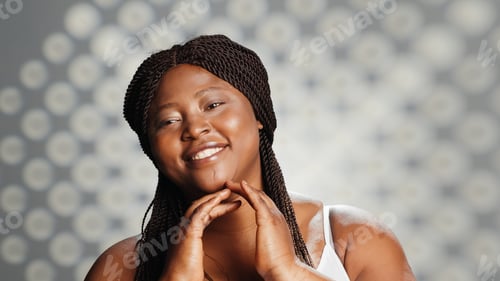 Preview: Positive woman radiating natural beauty in ad campaign