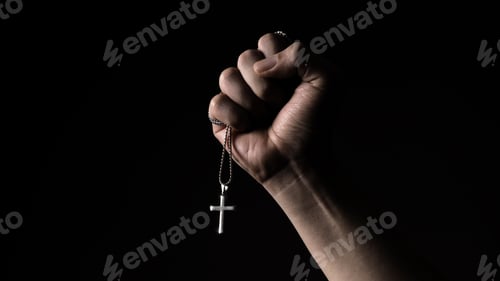 Preview: Silver crucifix or cross pendant and necklace on body or hand