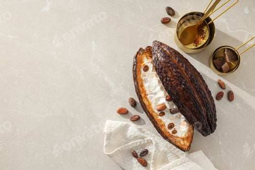 Preview: Concept of fresh and aromatic food - cacao beans