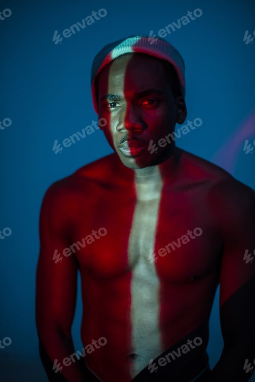 Preview: Black Ethnic man with light flare on body