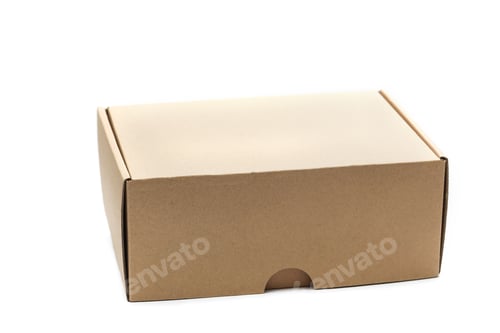 Preview: Closed empty cardboard box isolated on a white background