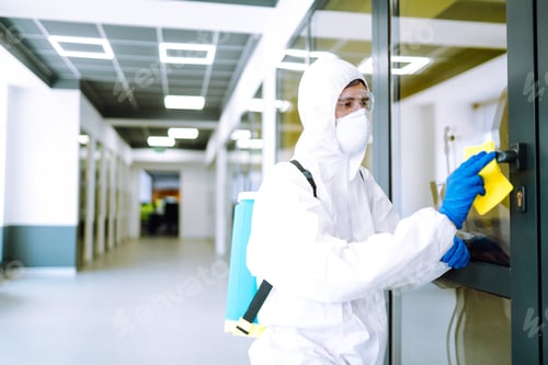 Preview: Cleaning and disinfection of office to prevent COVID-19. Prevention of spreading pneumonia virus.