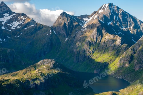 Preview: Mountains range with lake in North Norway