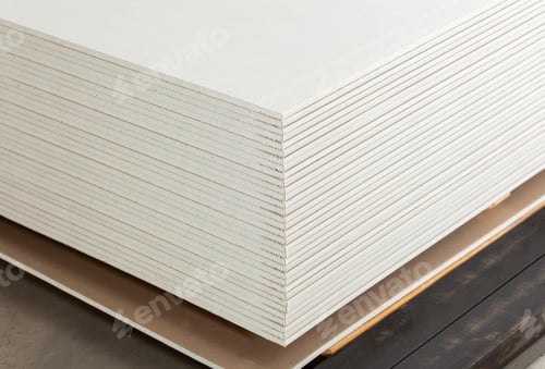 Preview: Stacking of white gypsum panels