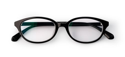 Preview: Black frame eyeglasses resting on a white background
