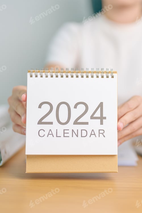 Preview: 2024 Year Calendar on table