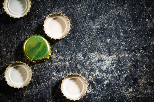 Preview: Several beer bottle caps.
