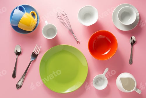 Preview: kitchenware at abstract background