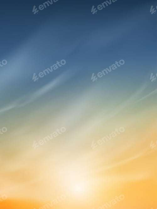 Preview: Sunset Sky with cloud in Blue,Orange,Yellow colour Background
