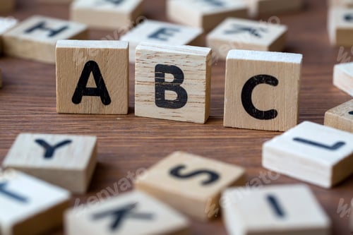 Preview: Wooden alphabet on the wooden table