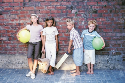 Preview: Portrait of boys and girls with their toys
