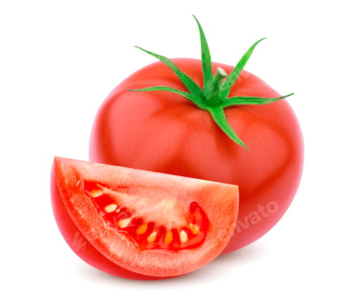 Preview: Single tomato isolated on white background