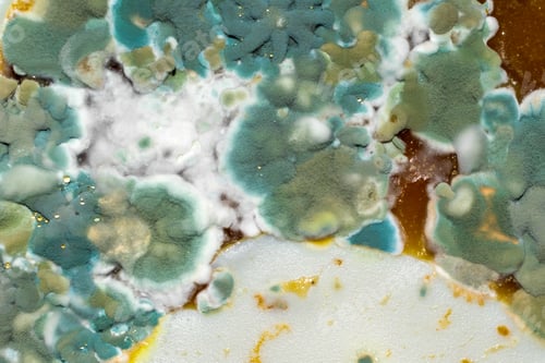 Preview: green and white mold macro photo. background