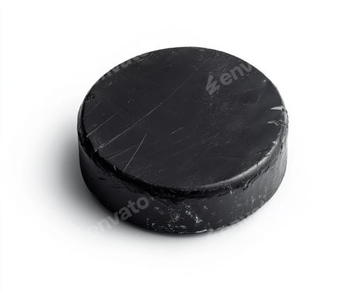Preview: Black hockey puck on a white background ready for play on the ice rink during the game season