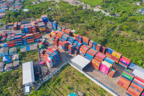 Preview: Shipping container site loading in logistic port warehouse storage business import and export goods