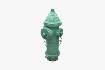 Preview: Green fire hydrant with chain and valves