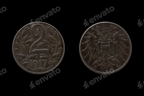 Preview: Top view of the Austro-Hungarian 2 krone coin from 1917