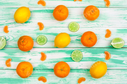 Preview: tangerines on a black wooden background, space for text
