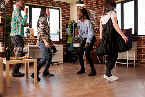 Preview: Friends multiethnic group having good time together