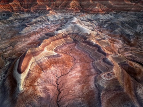 Preview: Aerial view of the colorful and textured geological formations of the Painted Desert in Arizona