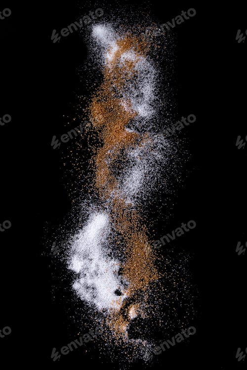Preview: Sugar over black background.