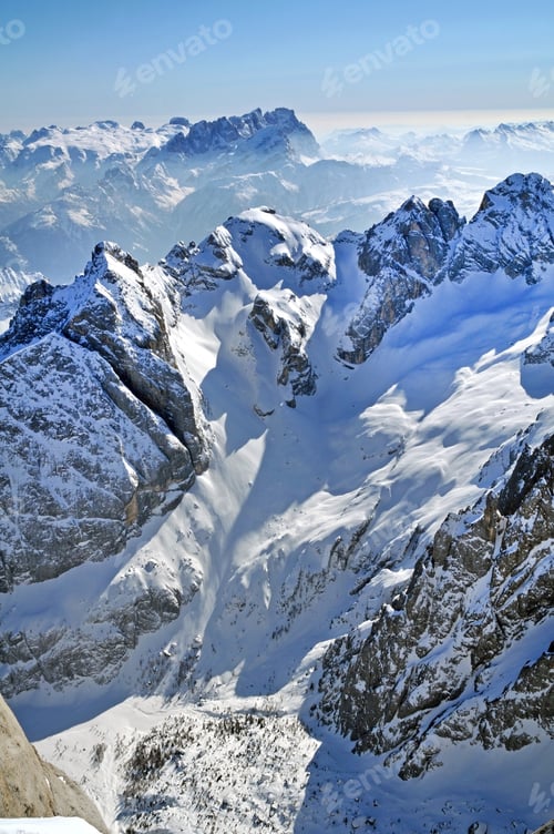 Preview: Snowy mountain landscape in the Dolomites, Italy