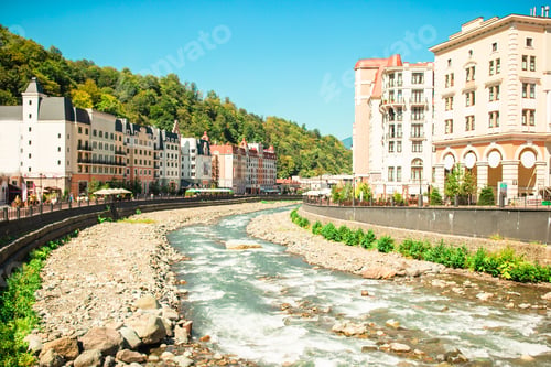 Preview: View of the embankment of river Mzymta in Rosa Khutor