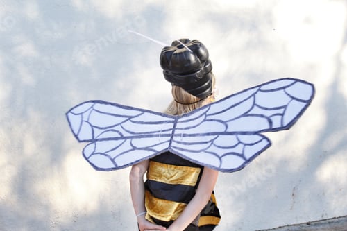 Preview: Girl in a bee costume from behind