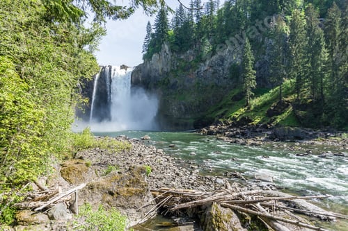 Preview: A View Of Snoqualmie Falls In Washington State From Down River.
