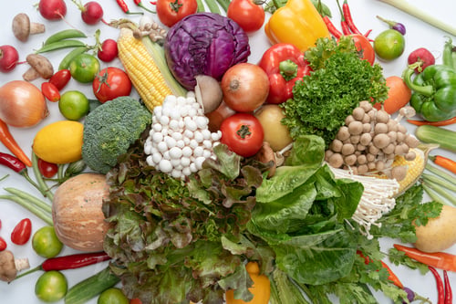 Preview: Variety of fresh vegetables Composition with organic vegetables.