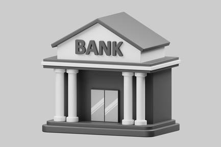 Visualização: A imagem mostra um prédio bancário moderno.