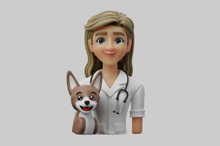 Preview: Female veterinarian character with dog