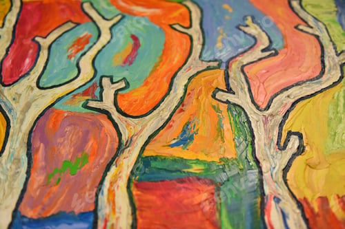 Preview: Fragment of a colorful drawing on the wall.