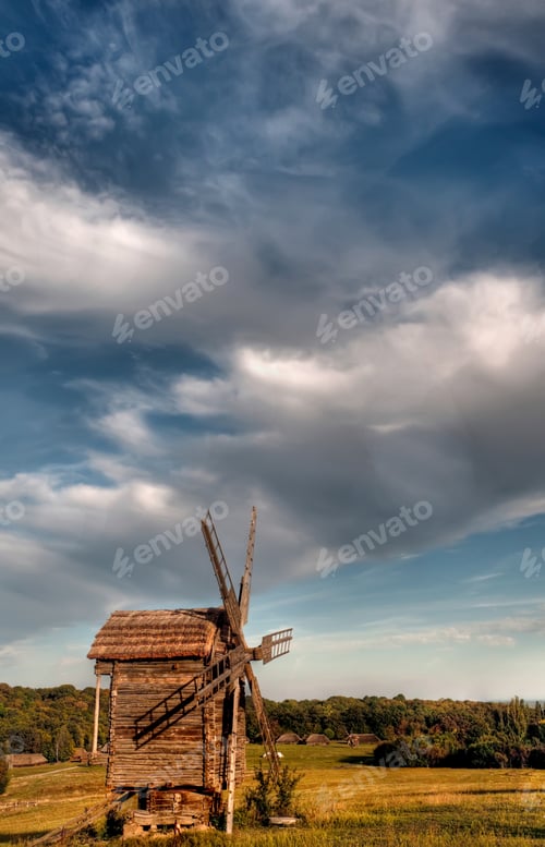 Preview: landscape with a windmill