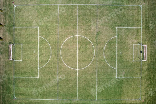 Preview: Aerial view of a football pitch outdoors in the daylight