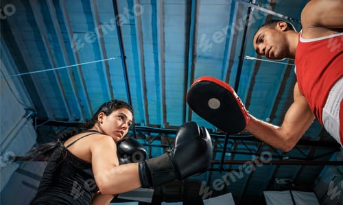 Preview: The female boxer and afro american male boxer.