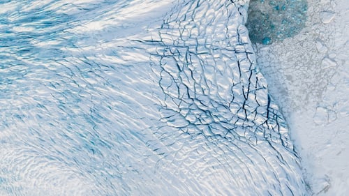 Preview: Drone view. Destruction of the glacier in Iceland. Aerial view on the glacier.