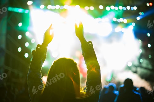 Preview: Happy young woman at music festival
