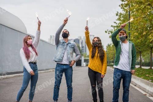 Preview: Group of young students bonding outdoors
