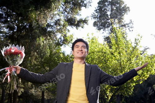 Preview: Young Man With Bunch Of Flowers