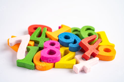 Preview: Math number colorful on white background, education study mathematics learning teach concept.