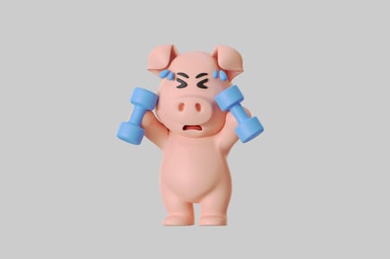 Preview: Cartoon piggy with dumbbells