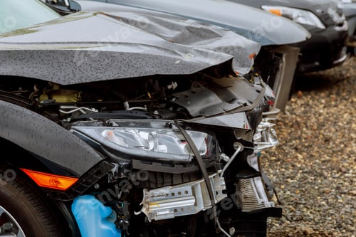 Preview: crash auto body automobile accident on street, damaged cars after collision