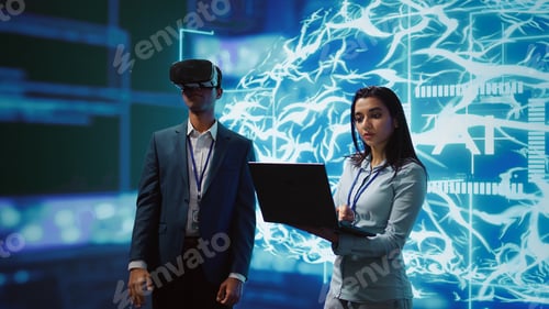 Preview: Team of programmers interacting with AI visualization using VR