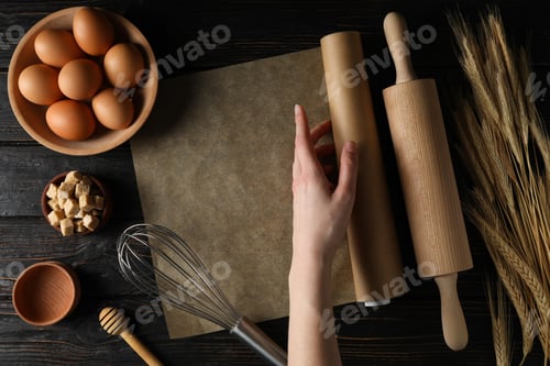 Preview: White paper for baking with ears of corn and eggs
