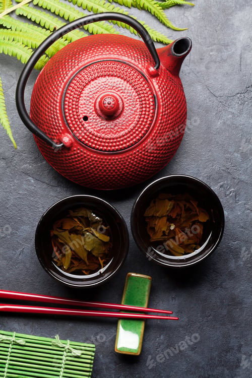 Preview: Green tea and sushi chopsticks. Japanese meal set