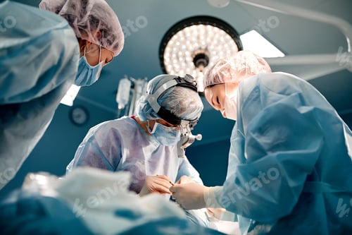 Preview: Team of Surgeons Working in Operating Room