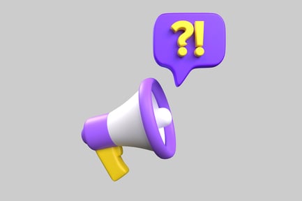 Preview: Megaphone with question mark speech bubble